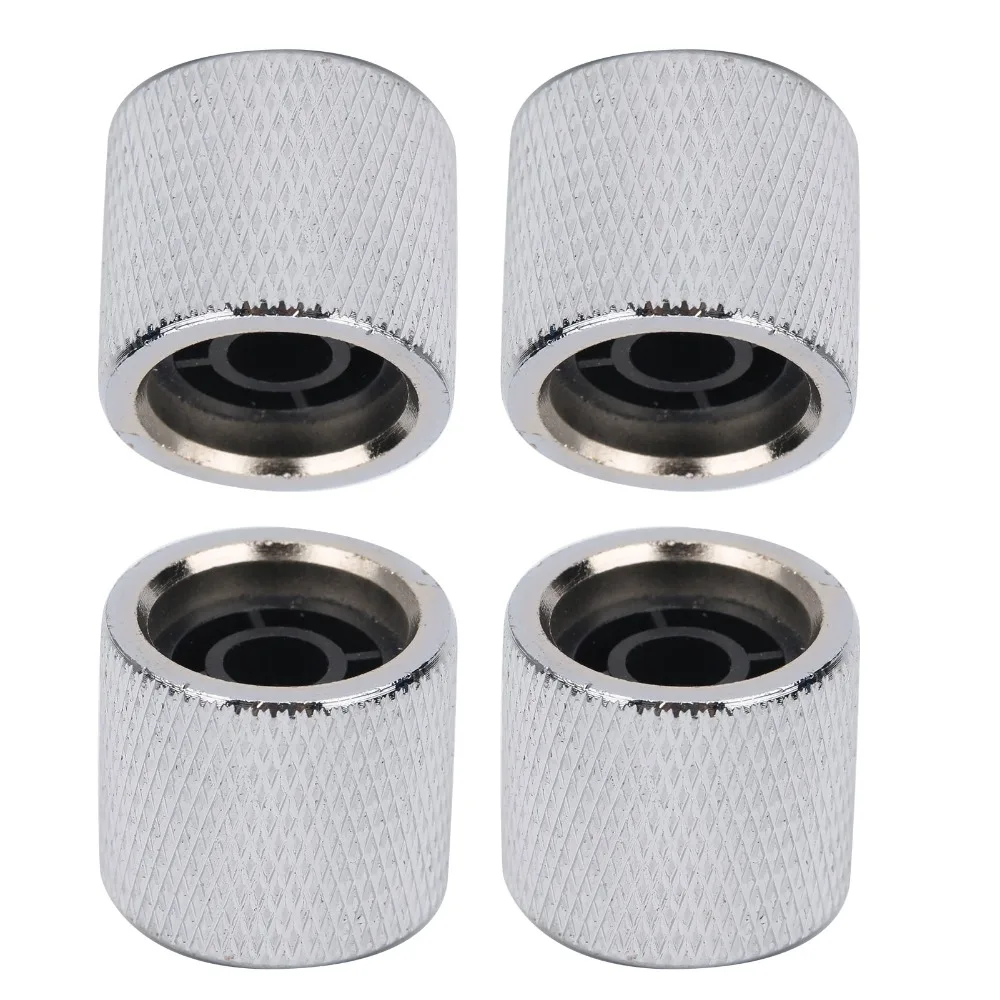 4PCS Metal + Real Shell Electric Bass Knobs Silver/Copper Tone Abalone Inlay Top Bass Knob Dome Guitar Parts Electric Bass