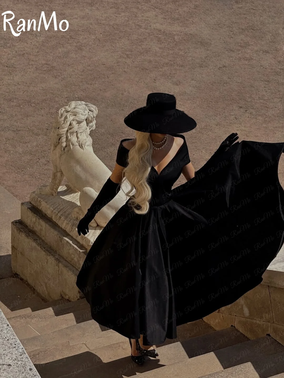 Ranmo 2025 Черные элегантные вечерние платья Сексуальные платья для выпускного вечера трапециевидной формы с открытыми плечами Элегантные вечерние платья длиной до пола по индивидуальному заказу