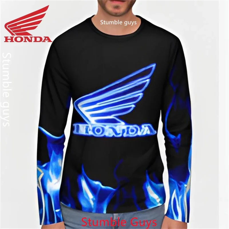 

Honda Men's Breathable Long Sleeve T-shirt Spring Autumn Moto Style Easy Match Jeans