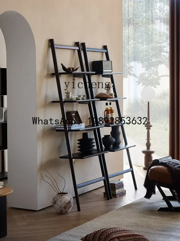 modern simple imported oak four-layer bookshelf medium ancient solid wood display shelf