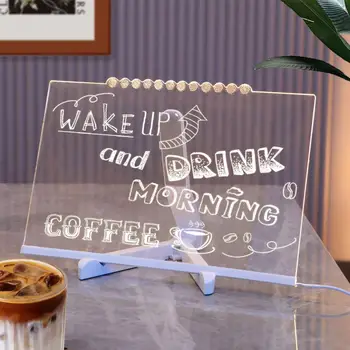 LEDアクリルメッセージボード,12色のマーカー,透明な発光エフェクトボード,USB電源コード,カラーライトサイン