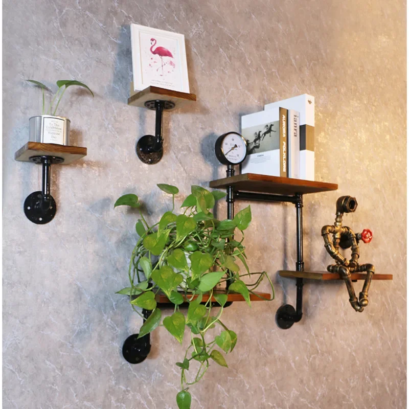 Multipurpose Pipe Storage Shelf, Retro Industrial Decor, Solid Wood Divider, Versatile Wall Shelf, Functional Artutions