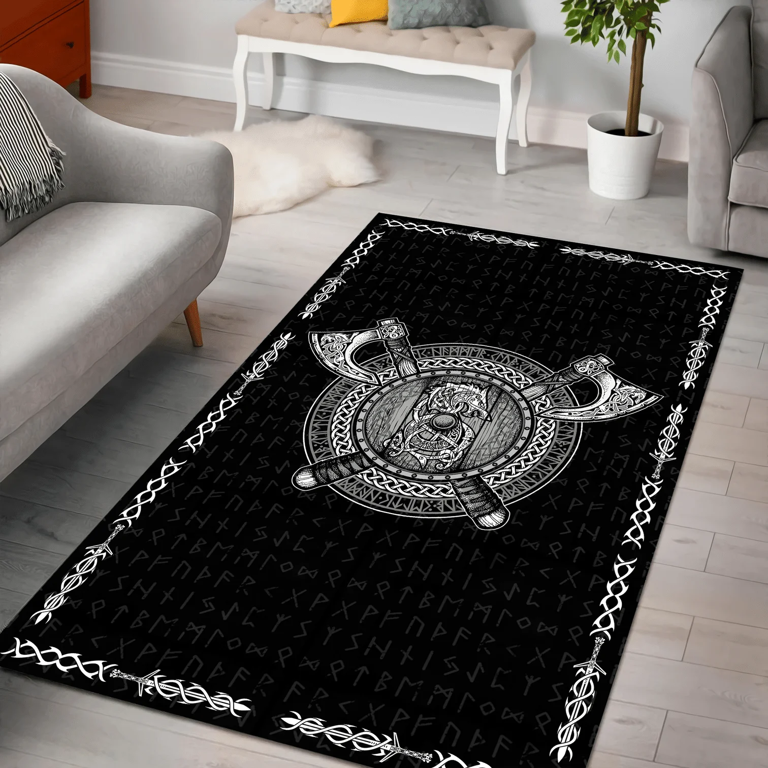 Viking Odin Tattoo Area Rug 3D All Over Printed Room Mat Floor Anti-slip Carpet Home Decoration Themed Living Room Carpet 02