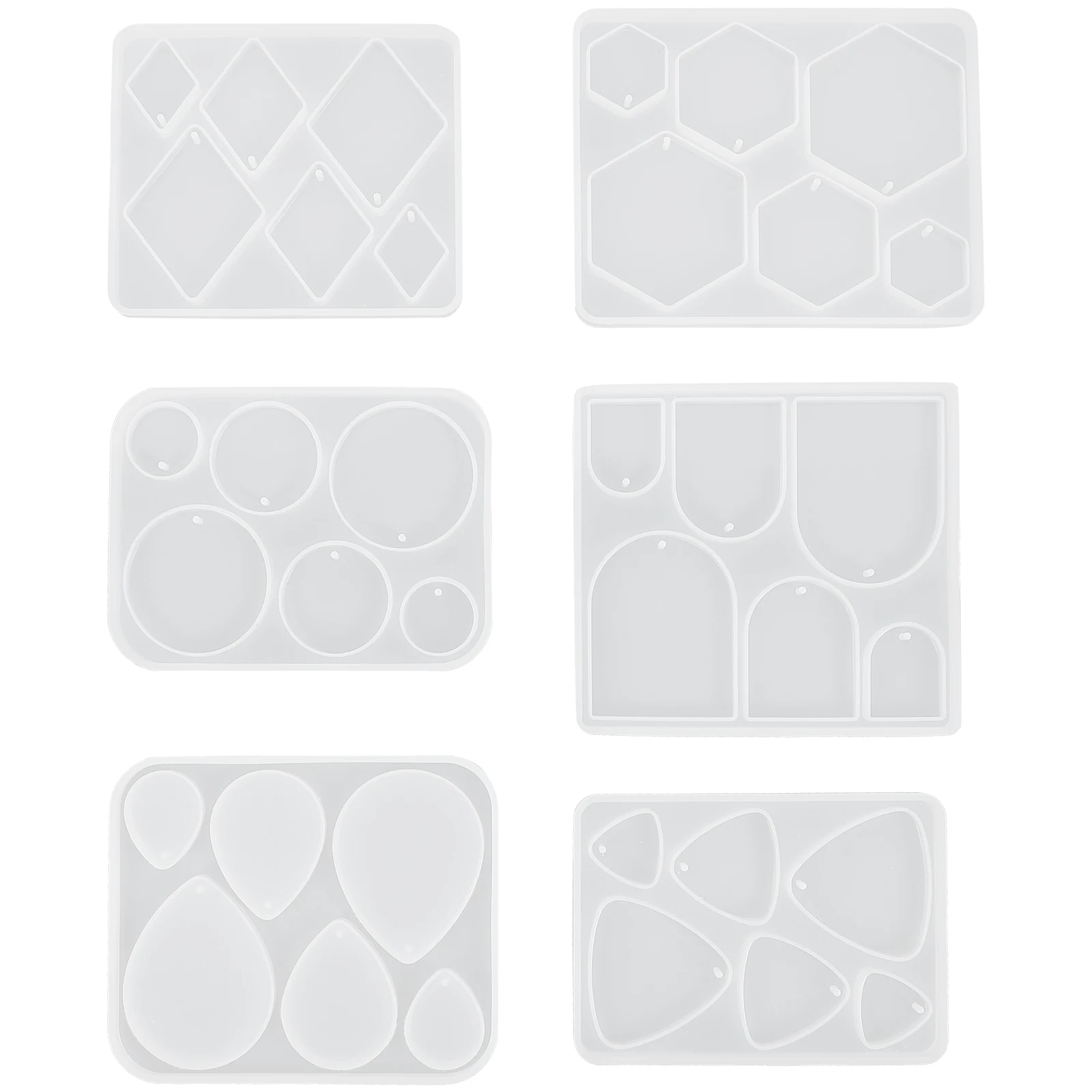 

6 Pcs Pendant Mold Silicone Diy Resin Jewellery Moulds Charms Epoxy Molds Earrings. Necklace for Jewelry