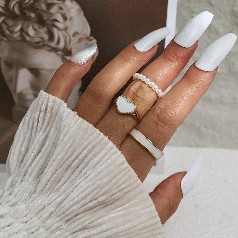 Trendy Golden Heart Rings For Women Minimalist Aesthetic Drop Of Oil Open Rings Female Dinner Party Charming Rings Jewelry