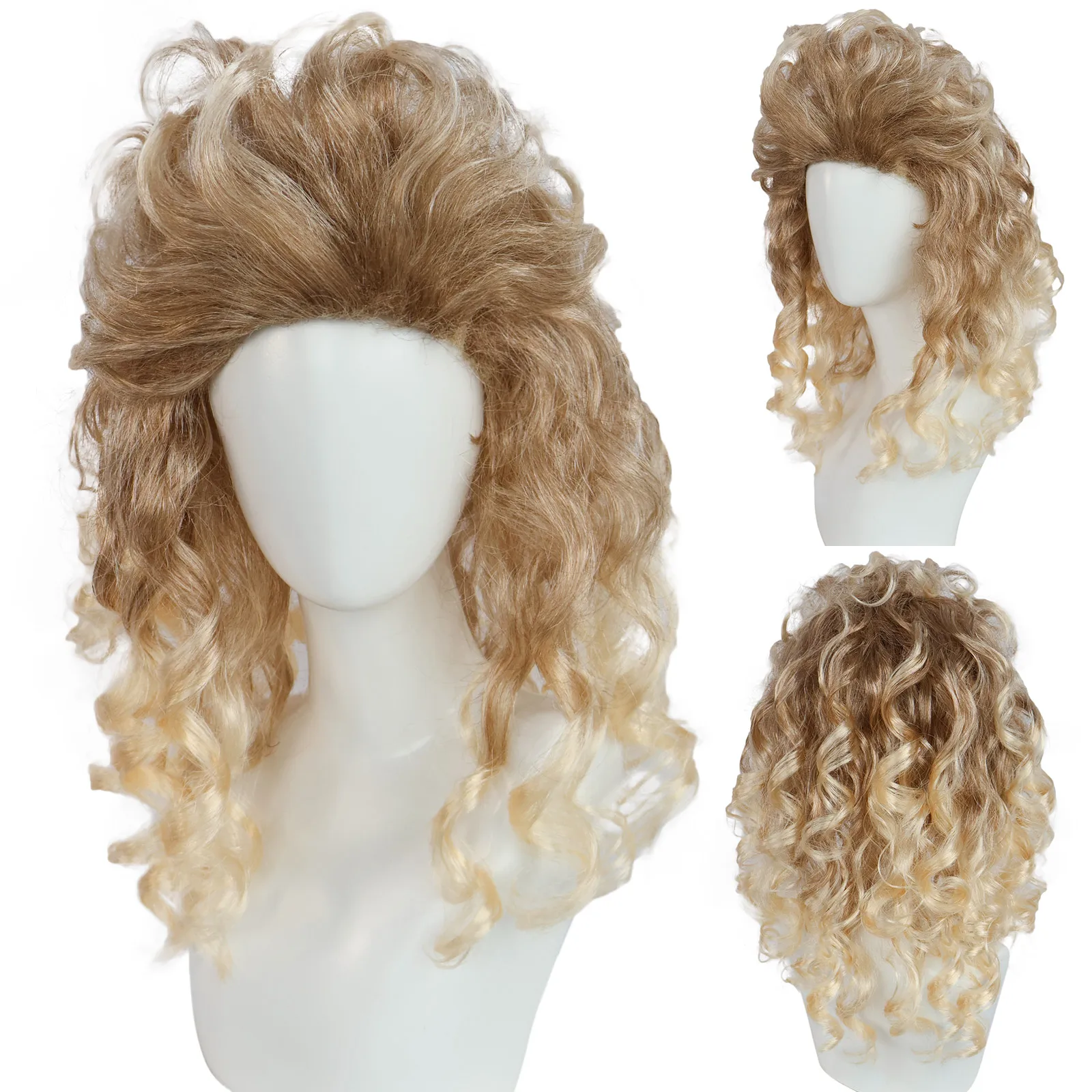 Synthetic Blonde Big Curly Wig  for Women 80s Hippie Rocking 70s 90s Theme Party, Classic Fashion Retro Elegant Princess Wig view 6