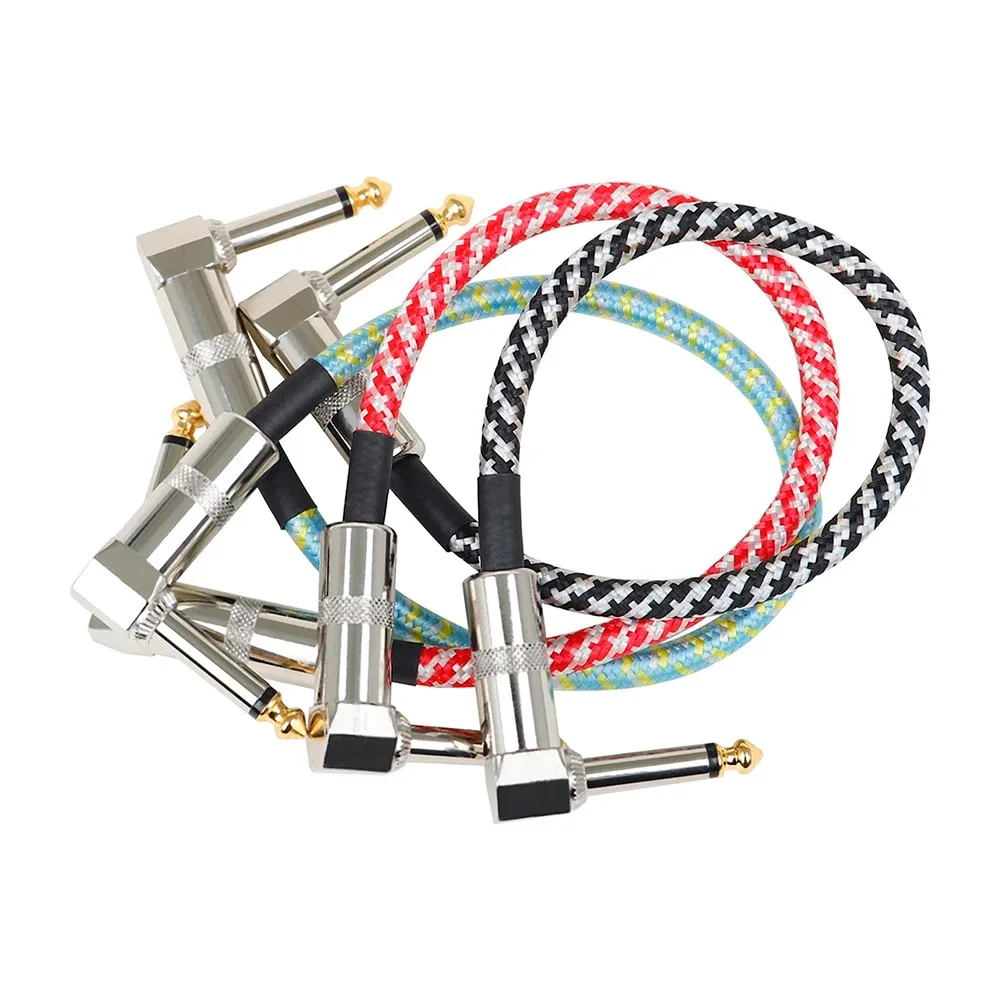 3Pcs Guitar Effect Pedal Patch Cable AUX Cable 6.35mm Cord Low Noise Shielded Audio Cable Electric Guitar Color Braided Cable