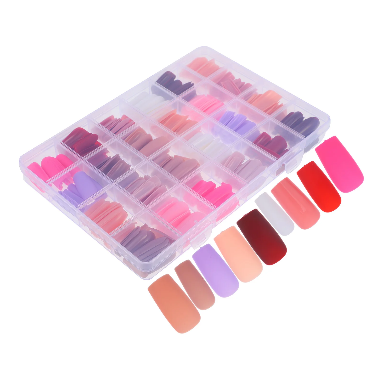 Solid Color Glue on Nails Set Medium Square Matte Glossy Press on Fake Nails Easy Remove Nail Art Supplies Manicure Supplies
