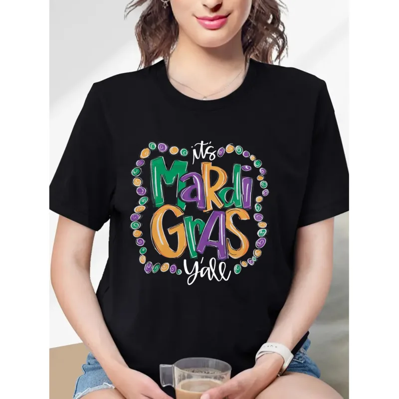 2025 New Mardi Gras T Shirt Women Mens T-shirt Short Sleeve Tees Hiphop Fashion Design Round Neck T Shirt Carnival Clothing Tops