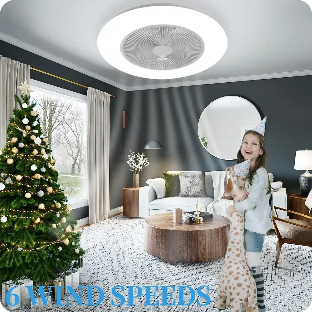 Low profile ceiling fan with lights,modern embedded installation, enclosed ceiling fan,22 inch LEDdimmable leaf less ceiling fan