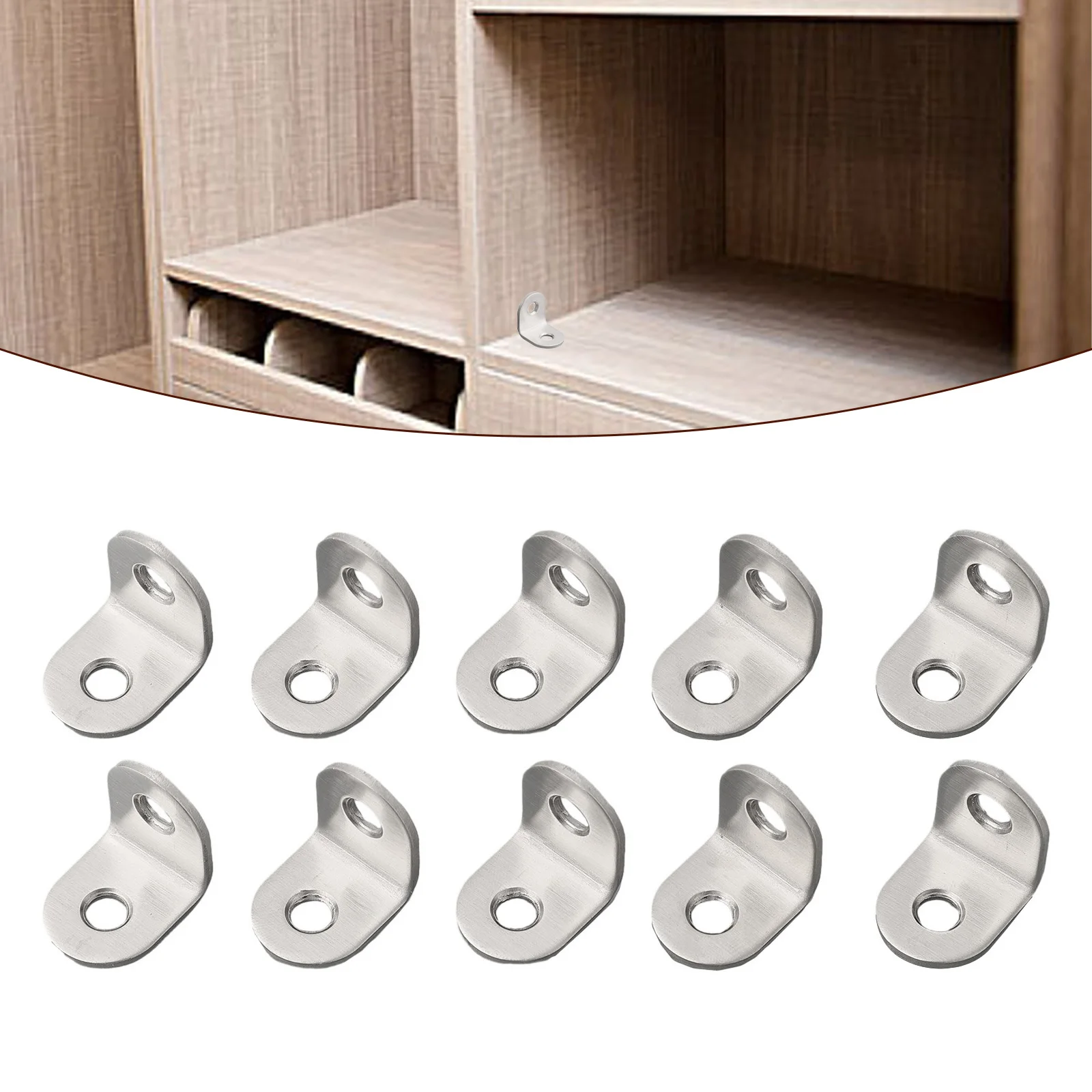 New 10pcs/set 90 Degree L-shape Bracket L Shape Corner Brackets Stainless Steel Fastener Furniture Cabinet Screen Wall Brackets