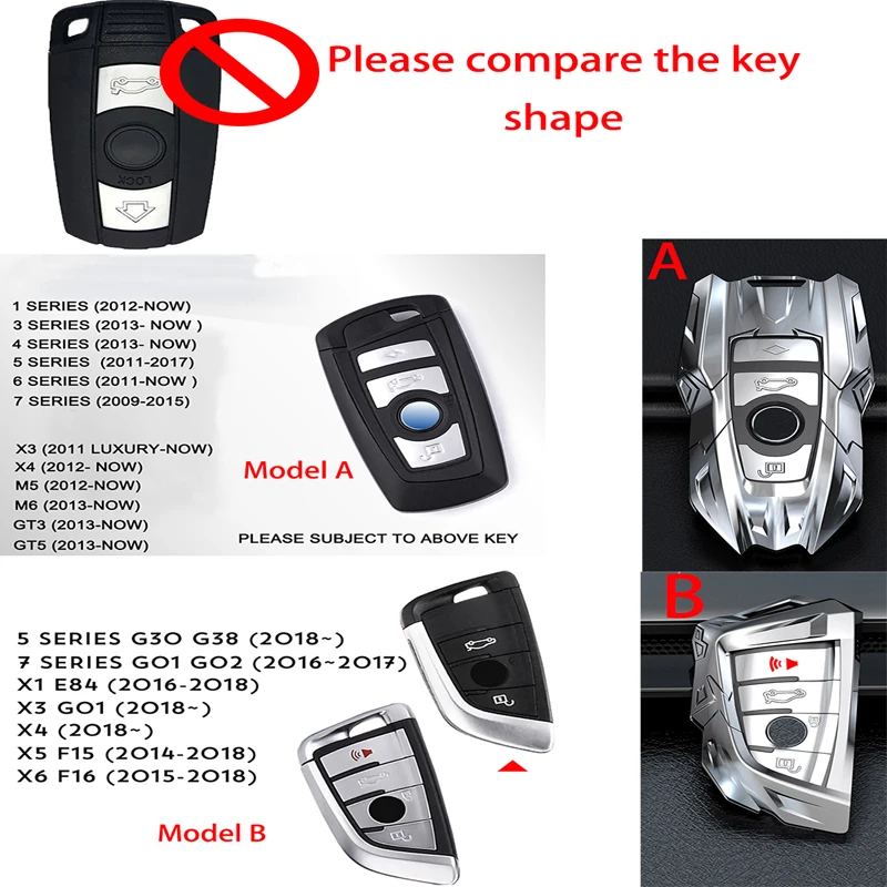 아연 합금 자동차 원격 키 케이스 커버, BMW 520 525 f11 f30 f31 f10 F18 f48 118i 320i 1 3 4 5 7 시리즈 X3 X4 X5 X6 M3 M4 M5