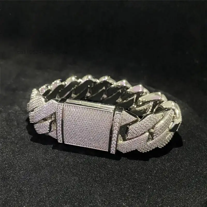 Four Rows Heavy Miami Cuban Bracelet d Color Vvs Moissanite Cuban Link Chain 925 Solid Silver Hip Hop Men Jewelry Cuban Links
