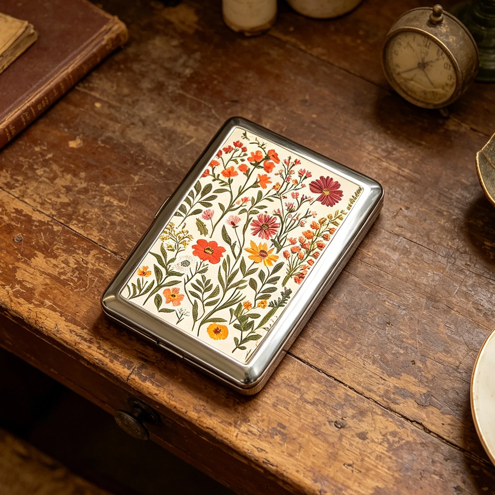 Vintage-Stil Metall-Zigarettenetui im Art-Deco-Design, Schlankes Etui für Blunts, Vielseitiges Etui für Karten und Bargeld für Damen und Herren – Detail 8