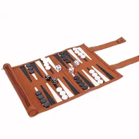 Juego de Backgammon portátil, juego de mesa clásico enrollable, juego de mesa clásico de microfibra y cuero PU, juego de mesa de Backgammon de ajedrez