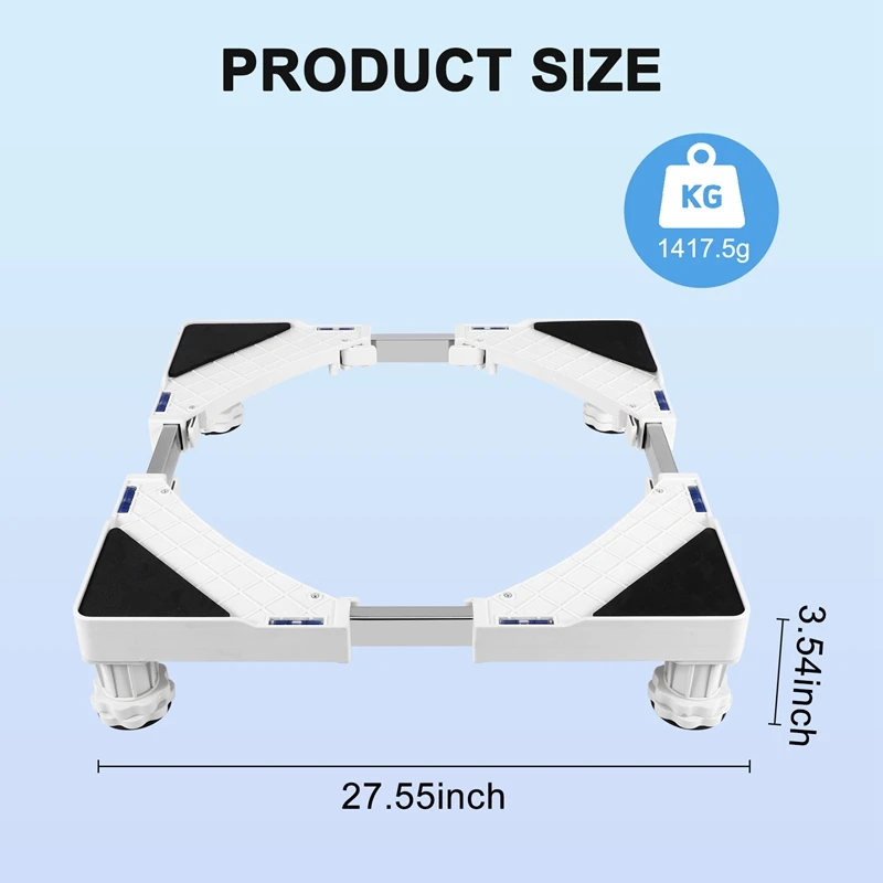 Imagem -06 - Suporte de Máquina de Lavar Roupa Secador de Máquina de Lavar Roupa Comprimento Ajustável 300kg Anti Vibração Anti Ruído Carga