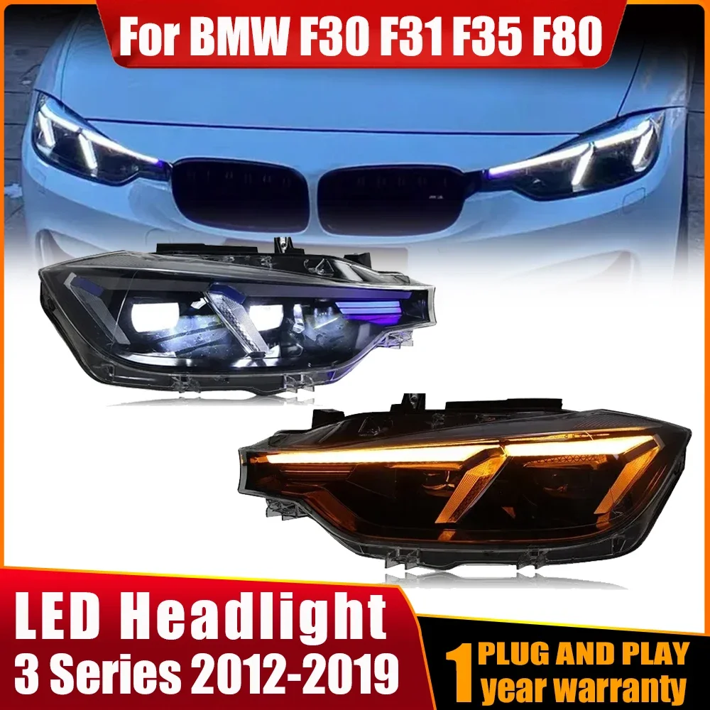 2PC Car Lights For F30 F31 F35 F80 2012-2019 BMW 3 Series LED Dynamic Headlights DRL Angel Eye Design Projector Lens Accessories