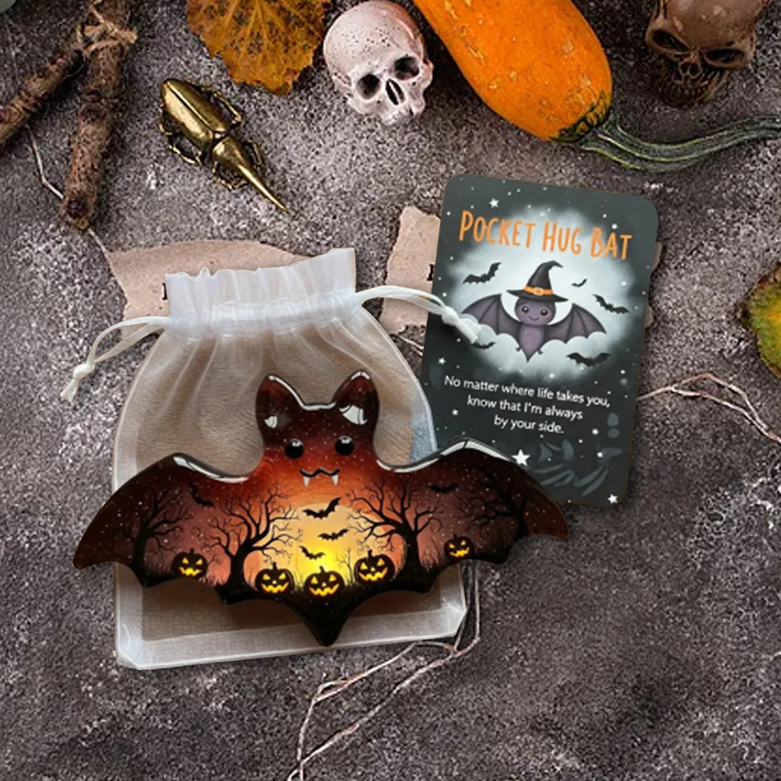 الأطفال الضميمة هالوين بطاقات الجيب 2D الاكريليك جيب عناق بطاقات مع شنطة هدايا الخفافيش غريم تصميم تحفيزية للأصدقاء #6