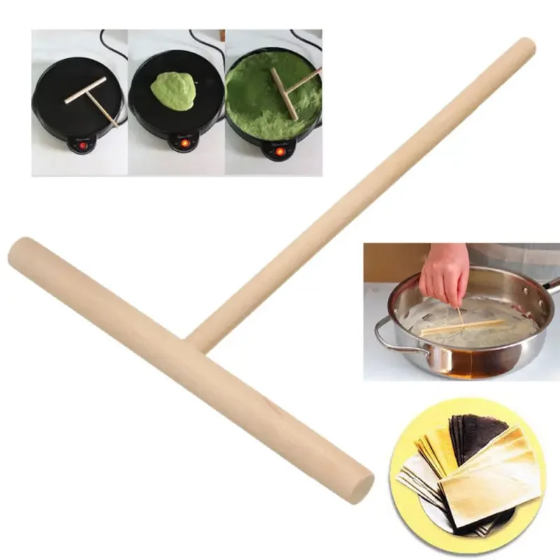 2pc New DIY Kitchen Tools Wooden Spreader Stick Rake Crepe Maker Pancake Batter 16*12cm T-Shaped tools Pancake Batter Spreader