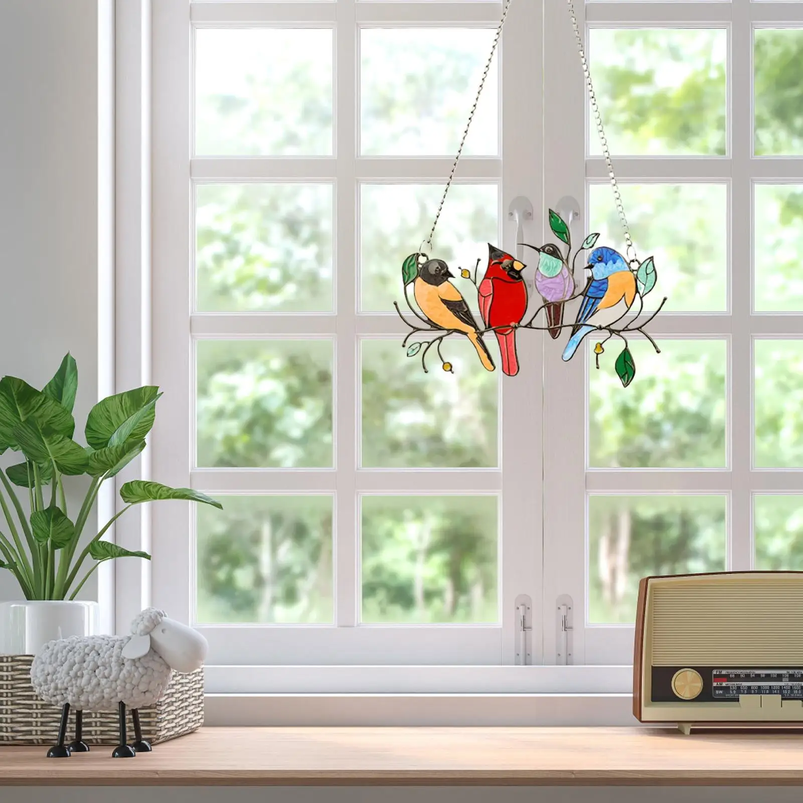 

Window Suncatcher 2D Acrylic Bird Stained Decoration Outdoor Suncatcher For Indoor Outdoor Garden Backyard Window Home Kitchen