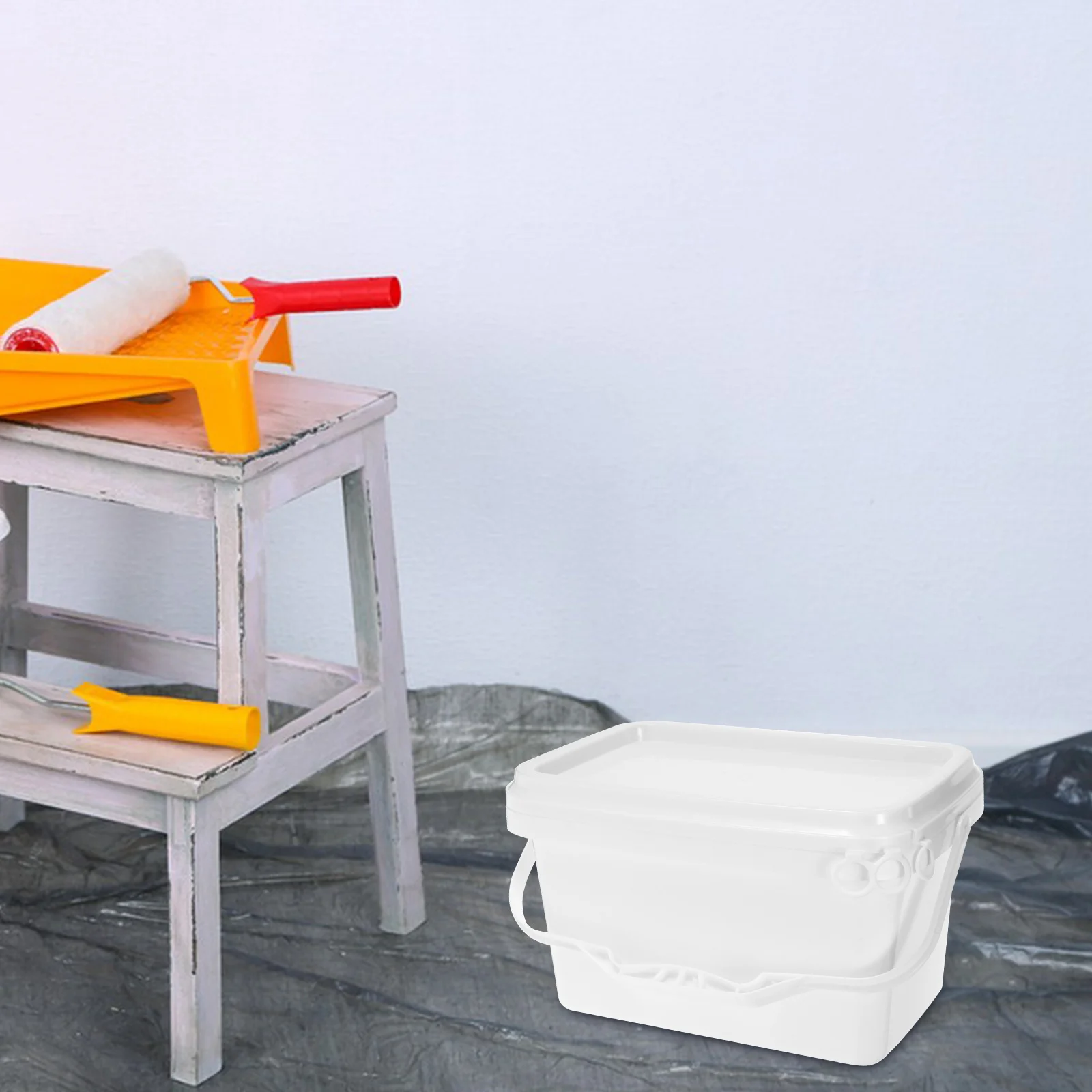 2pcs Paint With Lid Plastic Storage Bucket Square Color Mixing Bucket For Painting Outdoor Art Pigment Container Hand-Held Pail