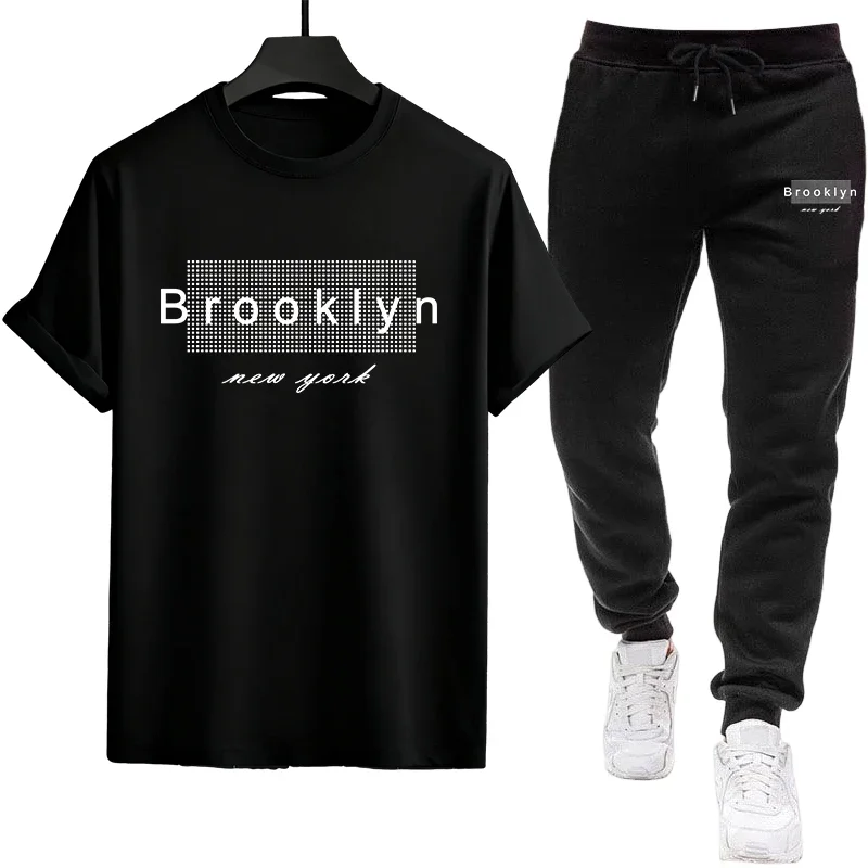 

Men's sportswear set - New summer style, 2026 model. Pure cotton short-sleeved T-shirt paired with casual lightweight pants