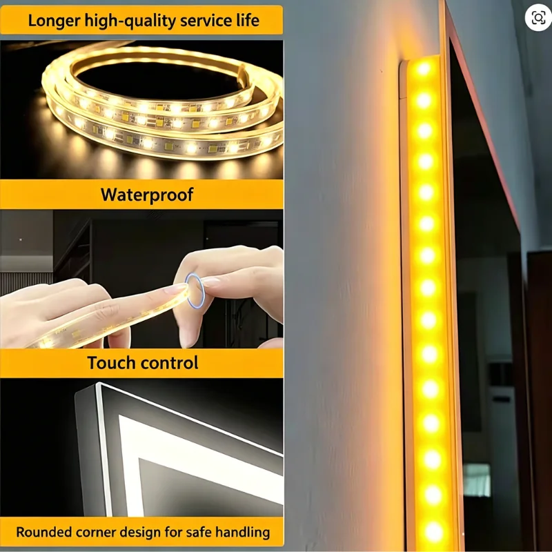 Customize smart mirror Wi-Fi Control With Weather Date Time Display Black Mirror TV Show LED Lighting Smart Wall-Mounted LED view 3