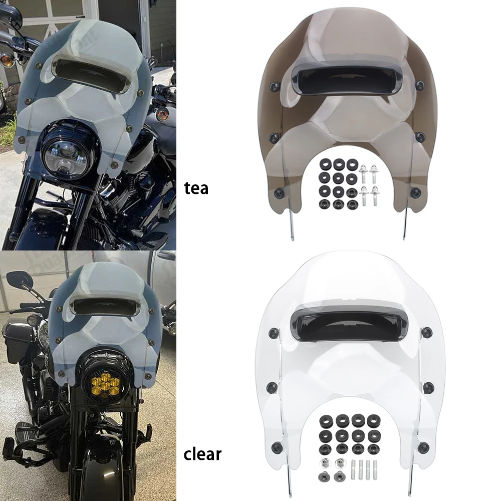 

14" Motorcycle Accessories Windscreens Wind Deflectors Kit Tea/Clear/Smoke Acrylic For Harley Road King Special FLHRXS 2021-25