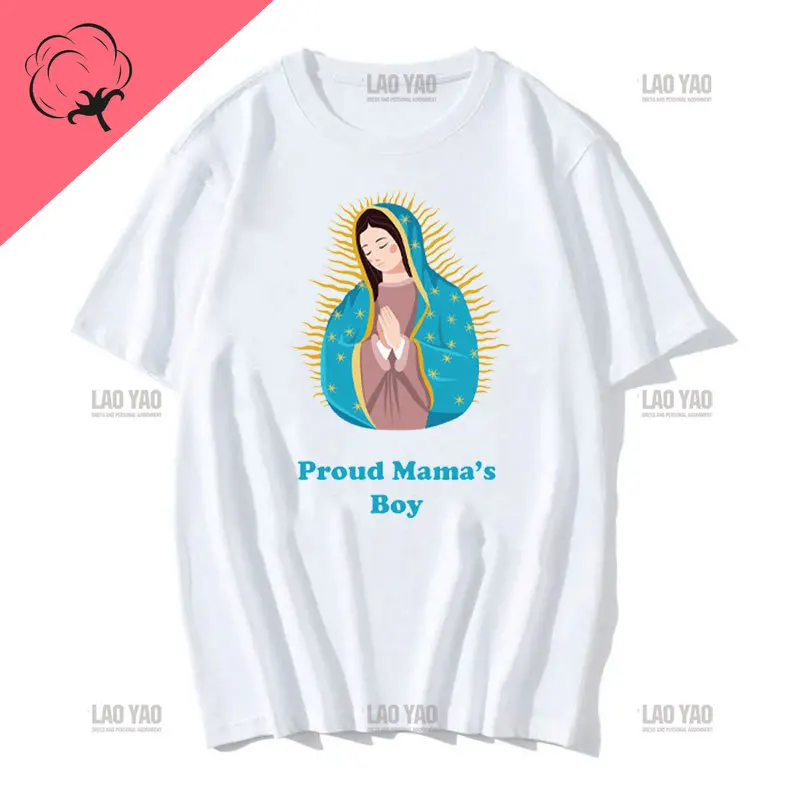 Fashion Printing New Virgin Mary Printed Tee Shirt Comfort Casual Top Street Lapel Comfort T-shirt Women Man Cotton T shirt