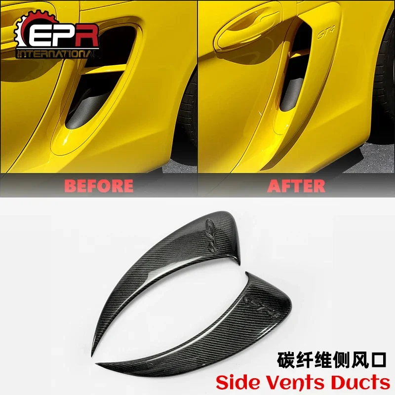 ل 13-16 بورش 981 Boxster ألياف الكربون GT نوع الجانب القناة تنفيس لامعة الألياف درابزين مدخل هواء طقم الجسم تقليم اكسسوارات السيارات