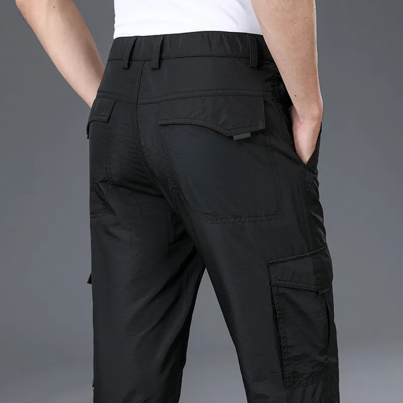 Dunne overall heren casual broek heren losse rechte lange broek multi-pocket sportbroek sneldrogende herenbroek