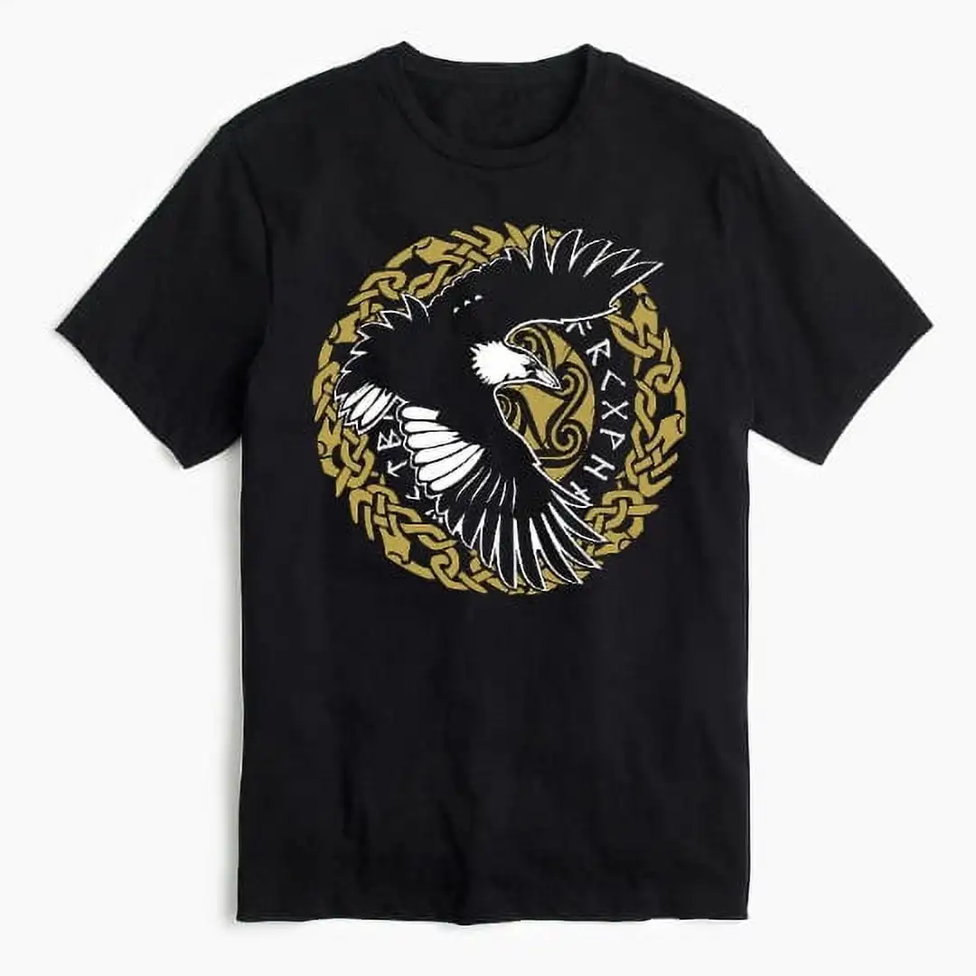 

Norse Mythology Odin's Raven Runes T-Shirt 100% Cotton O-Neck Short Sleeve Summer Casual Mens T-shirt Streetwear