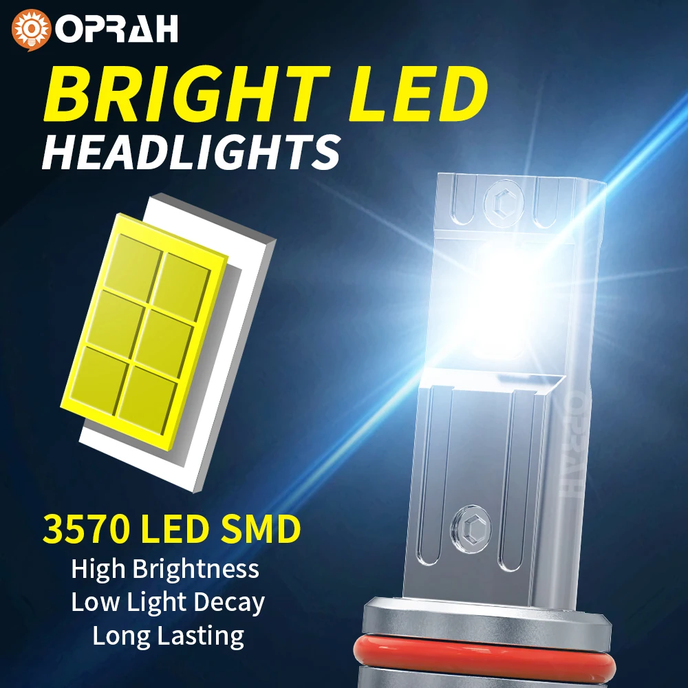 Oprah LED Car Headlight Light H1 H7 H8 H9 H11 H4/9003/HB2 Hi/Lo 9005/HB3 9006/HB4 Headlamp Canbus 3570 SMD 60W Auto Fog Lamp 12V