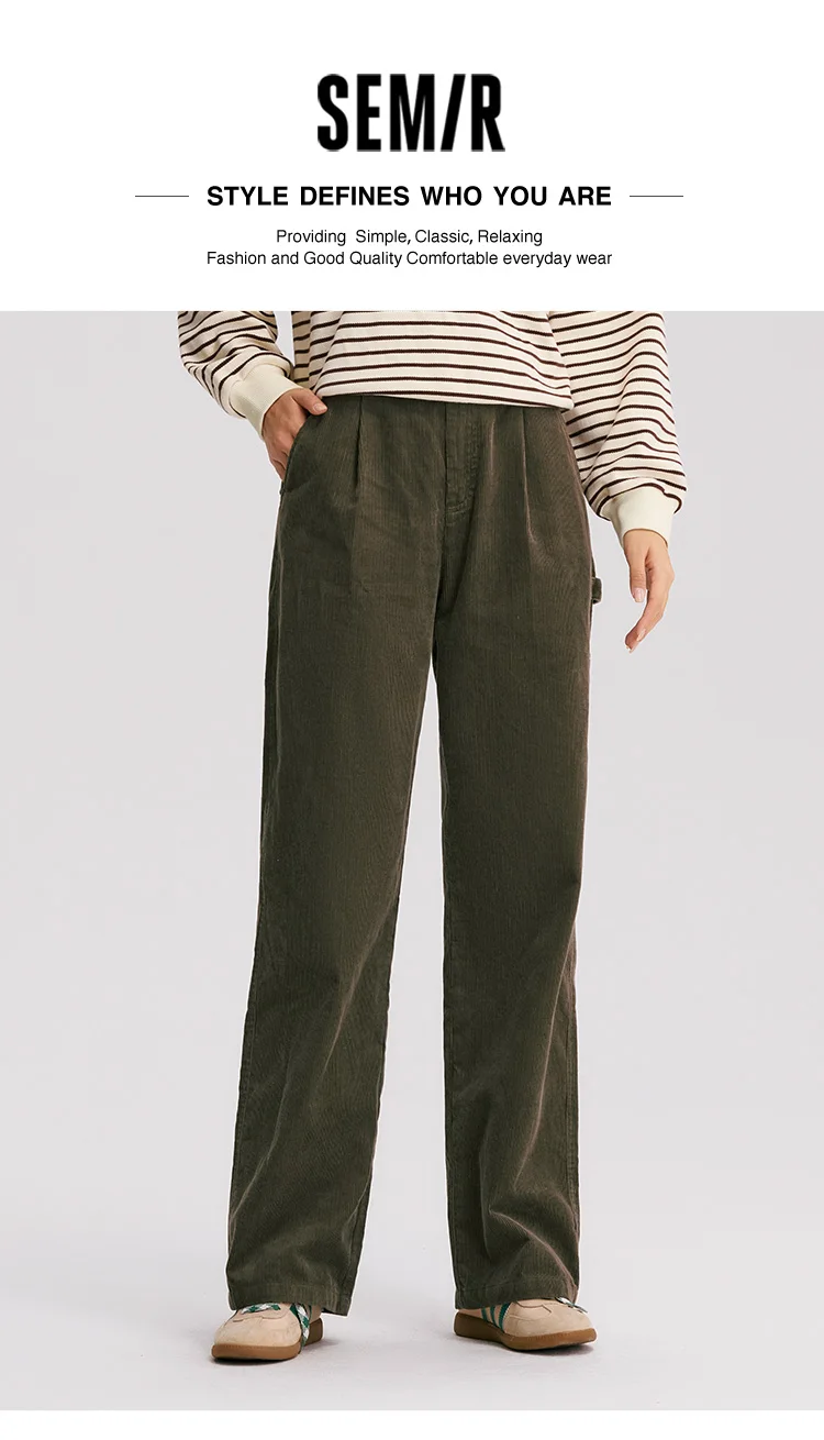 Semir Freizeithose für Damen, Cord-Baumwolle, weites Bein, Hose, 2025, neuer Winter-Vintage-Arbeitskleidungsstil – Detail 1