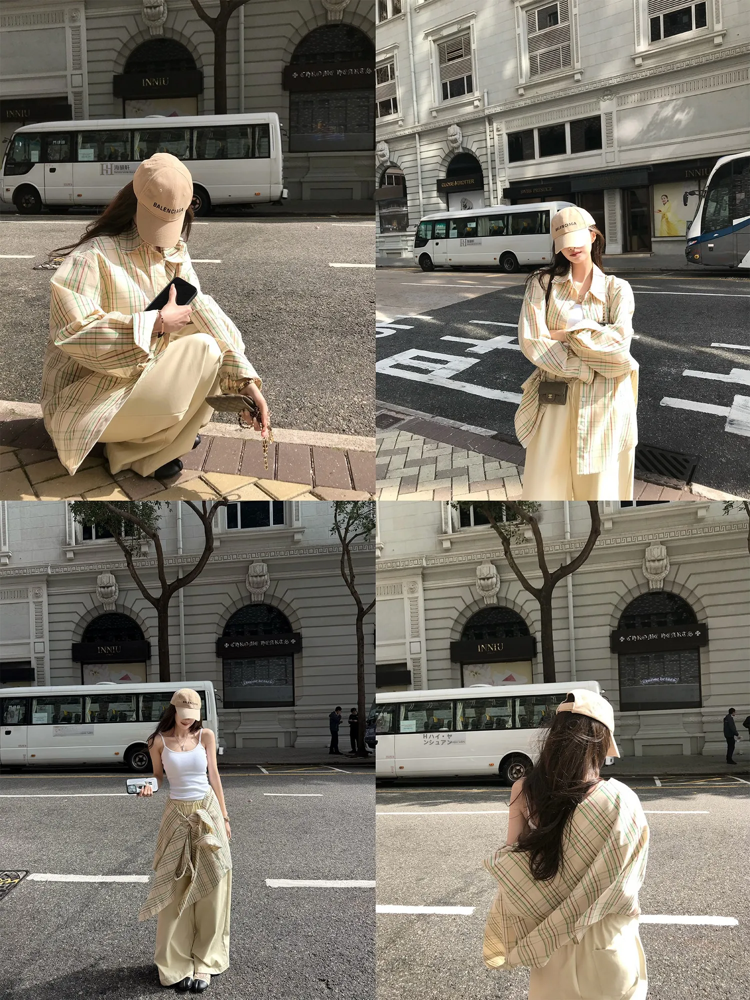 

Spring Summer Plaid Loose Women's irt Cheese Cookie Aosphere Sense Long Sve Cotton Korean Sle Commute irt
