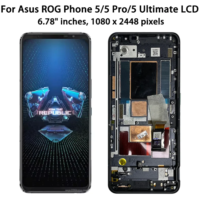 Pantalla LCD AMOLED de 6,78 pulgadas para Asus ROG 5 Phone 5 Pro ZS673KS, montaje de digitalizador con pantalla táctil para teléfono ROG 5 Ultimate