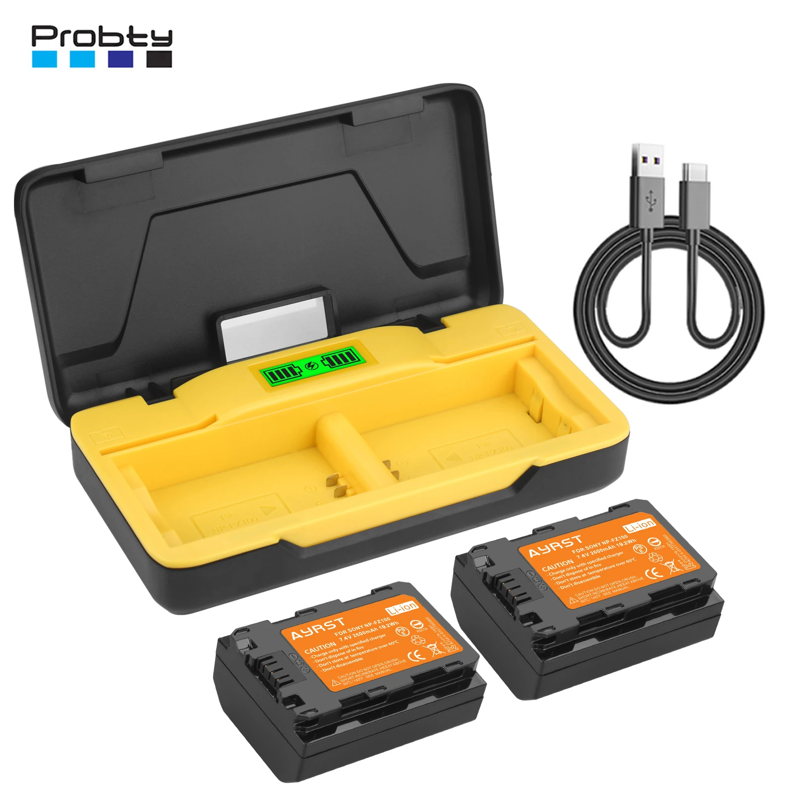 بطارية 2600 مللي أمبير NP-FZ100 أو شاحن مزدوج لسوني A7R4 A7M4 BC-QZ1 A7R3 FX30 A9 II، A7R III، A7R IV/ V، A7S III، A6600، FX3