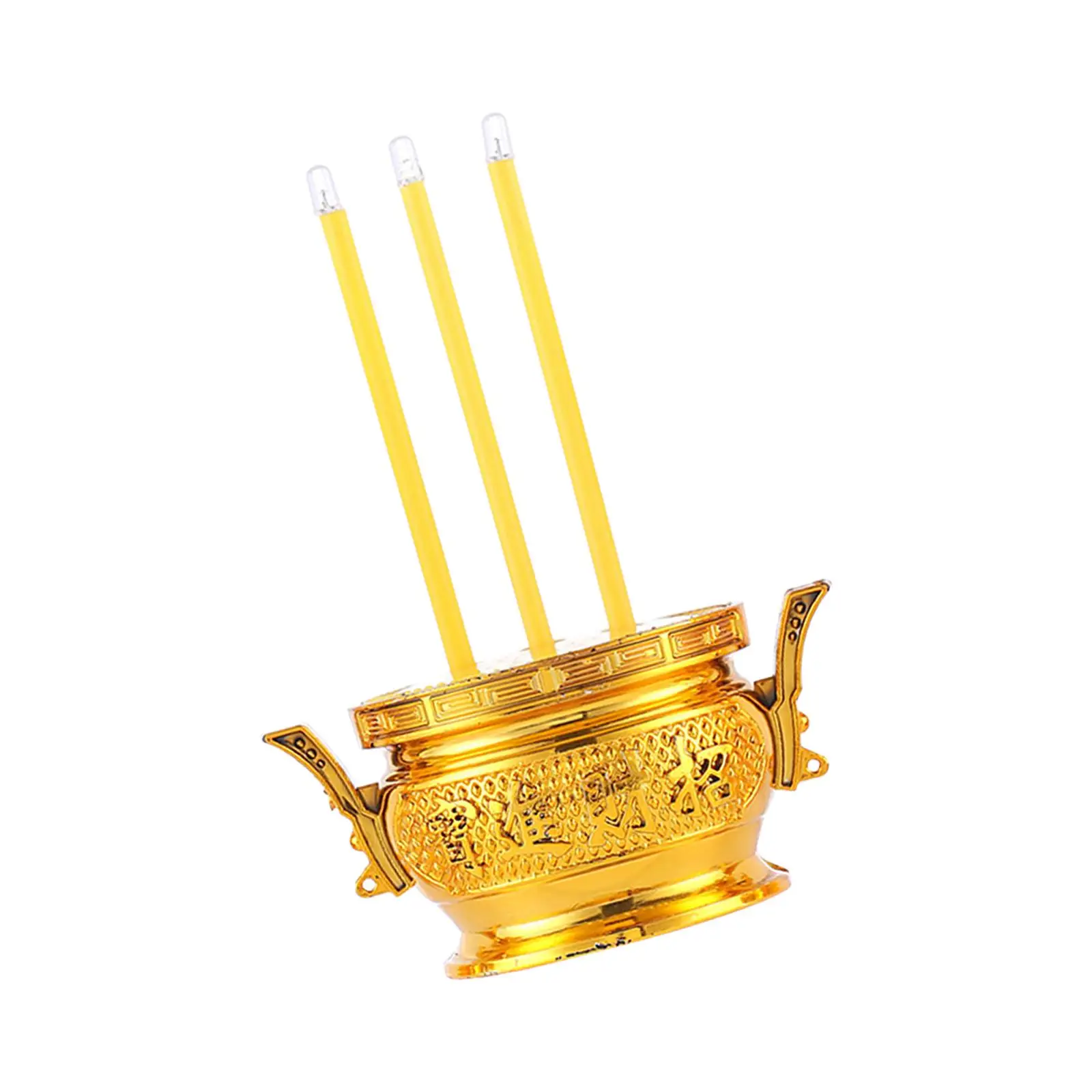 Electronic Incense Burner Furnishings Chinese Style Antique LED Candle Lamp for Household New Year Prayer Wedding Celebration