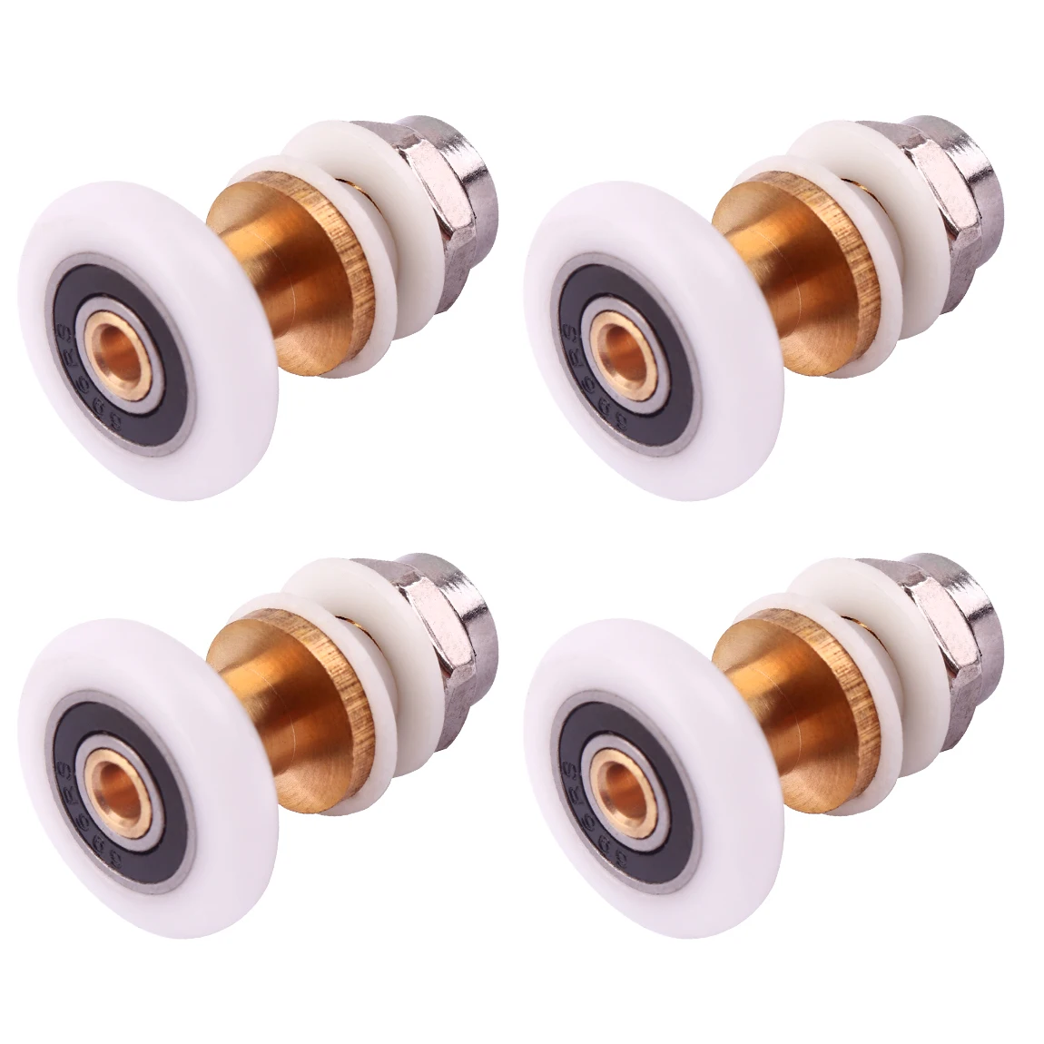 Latão vidro deslizante porta roda rolo, único excêntrico, polia do armário, 5-7mm, 20mm, 23mm, 25mm, 27mm, 4pcs
