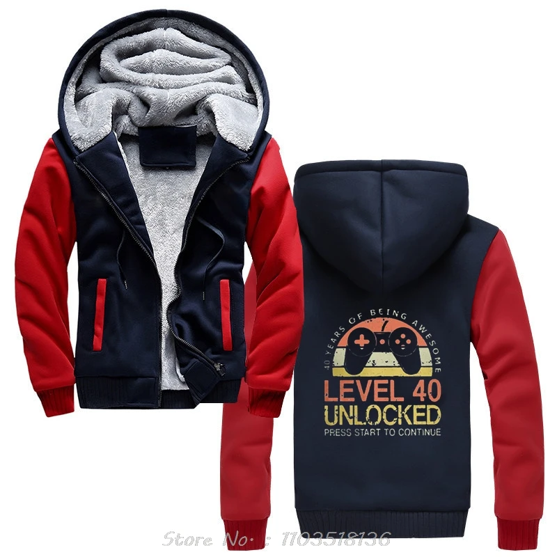 Level 40 Unlocked Funny Video Gamer 1983 40th Birthday Gift Hoodie Men Tees Dad Father Hoody Clothing Oversized Winter Coats