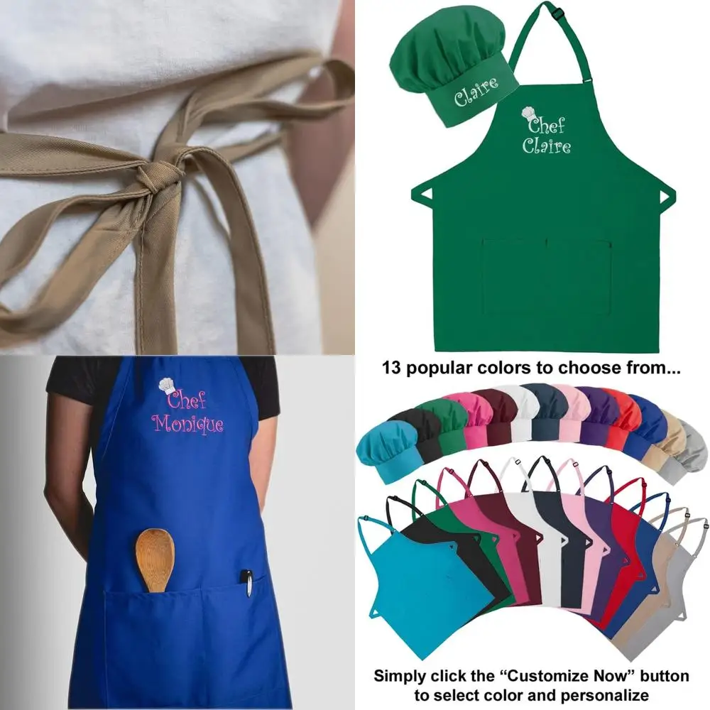 

Custom Embroidered Apron & Hat Set for Adults - Perfect Gift for Moms on Mother's Day, Kitchen & BBQ Grilling