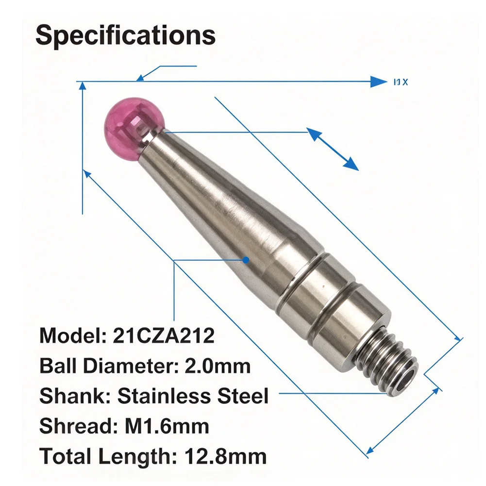 M1.6 Thread Test Indicator Probe 2mm Diameter Red Tip For Dial Gauge Lever Measurement Tool Accessories