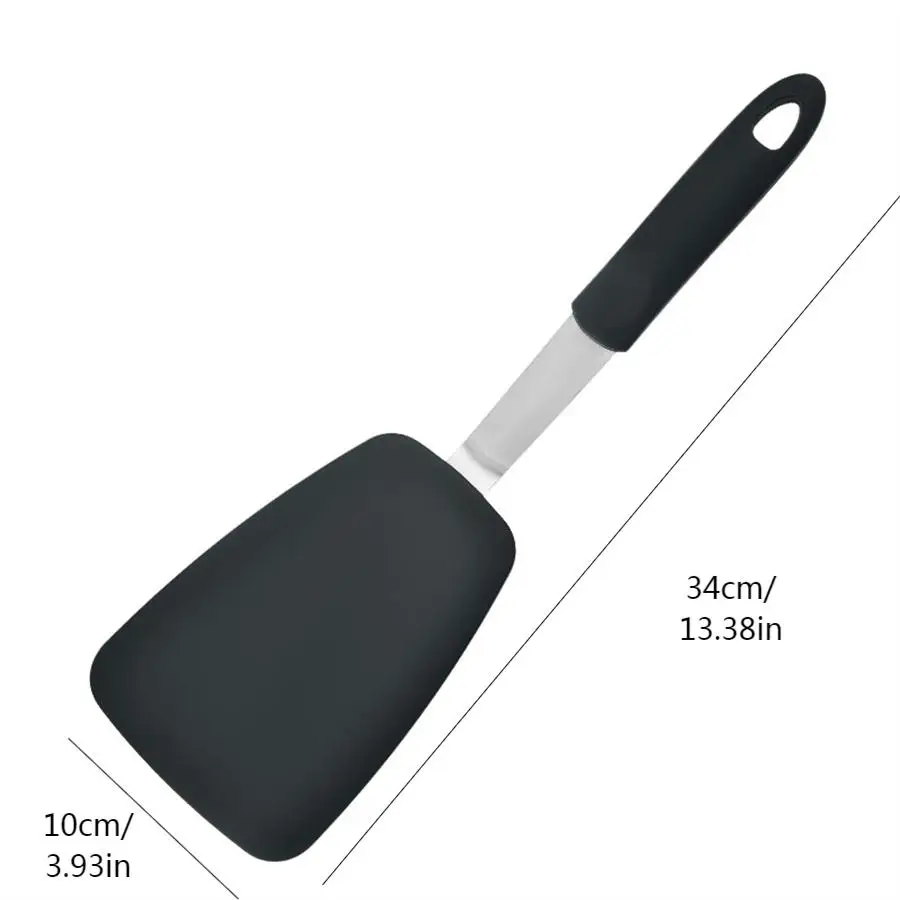 Stainless steel cooking high-temperature resistant silicone flexible spatula for frying fish and pancake