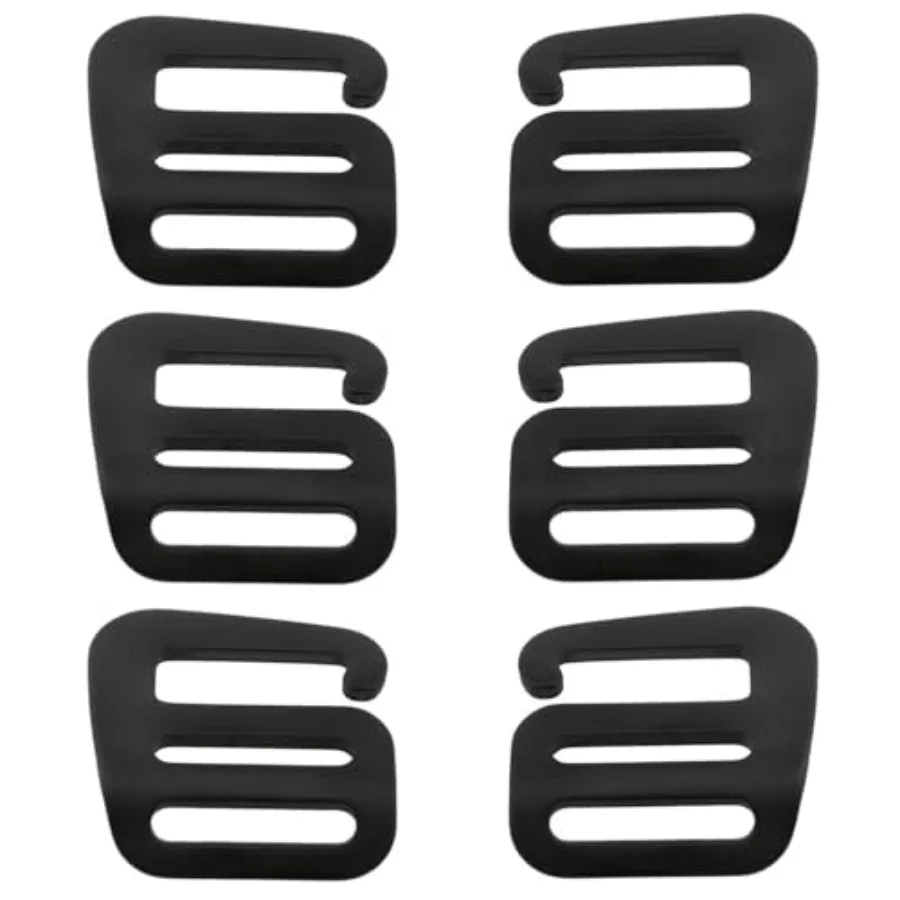 

6pcs Outdoor Webbing Buckle Clips Black Metal Wave Buckles Sliding buckle for webbing Aluminum G hook for backpack webbing 3 le