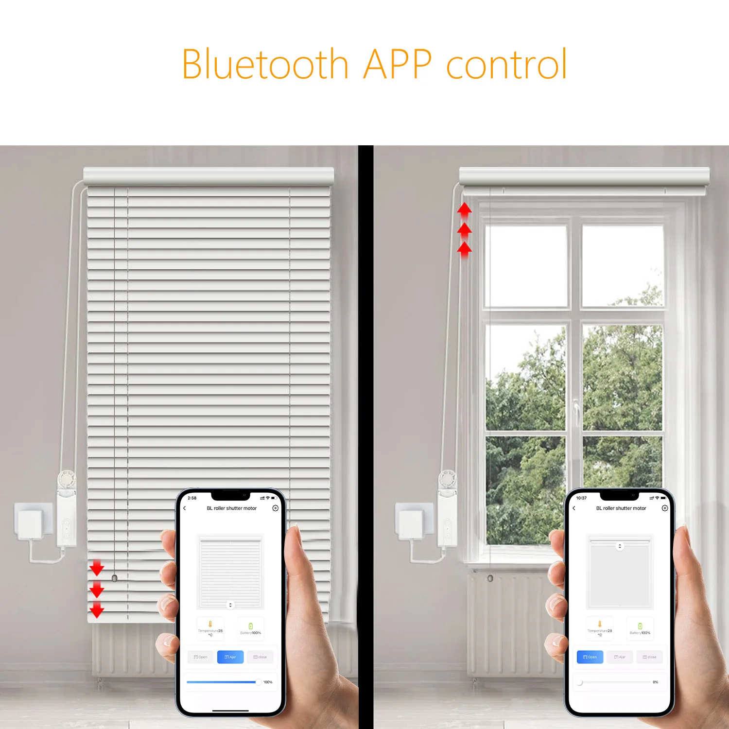 Rollerhouses Chain Blinds Motor Turn Your Regular Curtains into Smart Shades with Bluetooth Phone App for Smart Home Living