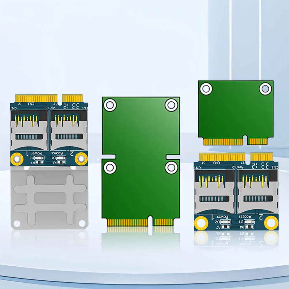การ์ด Micro SD TF คู่เป็นอะแดปเตอร์ Mini PCI-E พร้อมครึ่งวงเล็บอะแดปเตอร์ Mini PCI Express การ์ดหน่วยความจําอะแดปเตอร์เครื่องอ่านการ์ด
