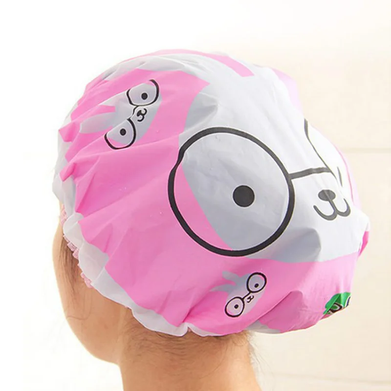 Cartoon Animals Waterproof Bath Hat Thickened Anti-Oil Fume Cap Women Spa Hair Salon Supplies Shower Cap Bathroom Accessories