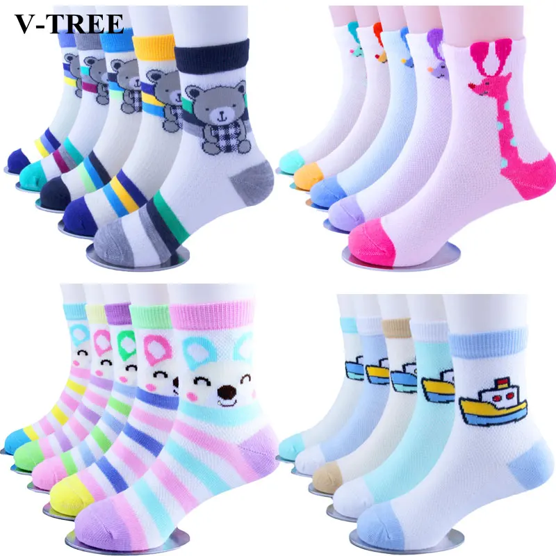 

Children Socks Cartoon Socks For Kids 5pieces/lot Girls School Socks 1-9T Teenager Stuff Soft Boys Socks Toddler Knee Clothing