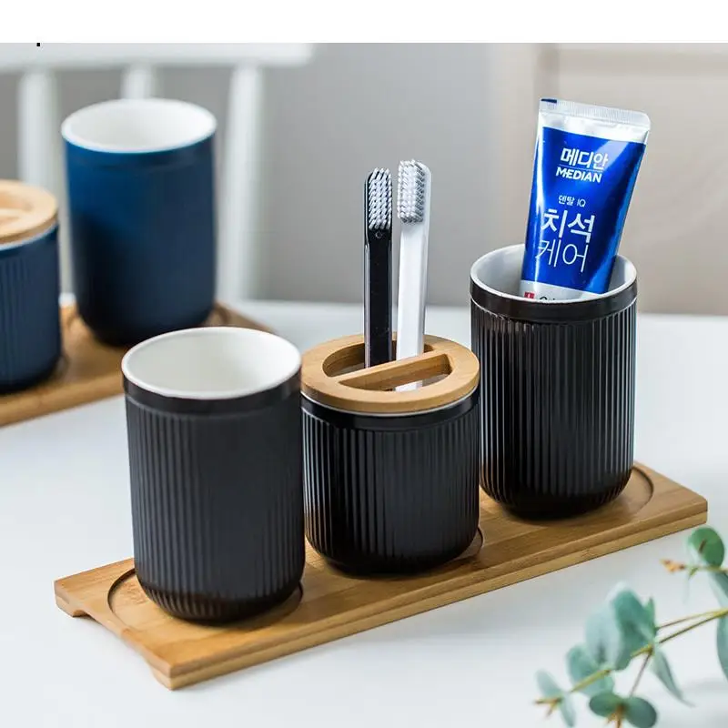 

Light Luxury Ceramics Mouth Cup Bathroom Accessories Set Household Toothbrush Holde Mouthwash Cup Tray Bathroom Storage Cups