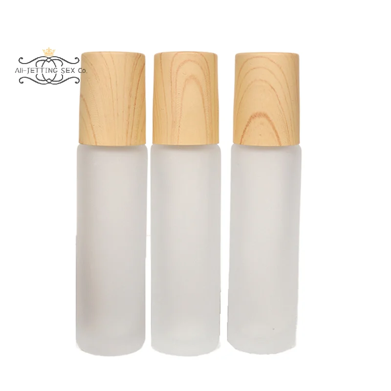 5ml10ml Frosted แก้วขวดลูกกลิ้งไม้พลาสติกสําหรับน้ํามันหอมระเหย Roll-On ขวดลูกกลิ้งสแตนเลส